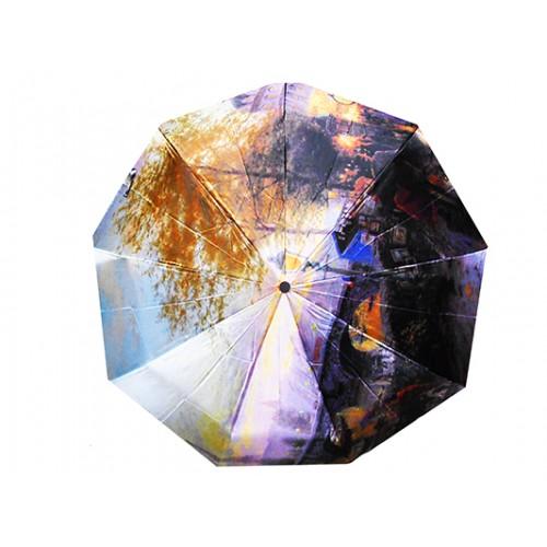 Женский зонт Tornado автомат Артикул 41 фиолетовый город