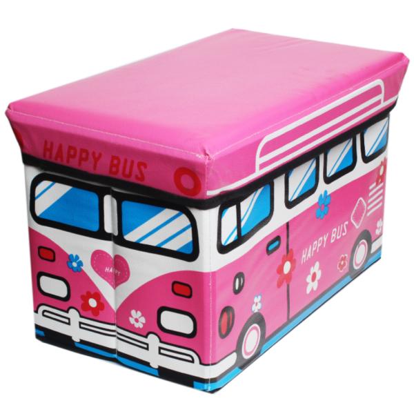 Детский пуфик-ящик для игрушек Happy bus, 40x25x25 см