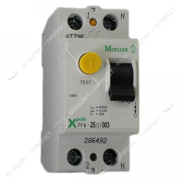 Дифференциальное реле(УЗО) MOELLER(EATON) 2-25/0.03 двухполюсный PF 30mA