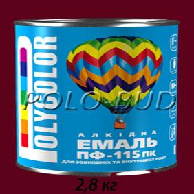 Эмаль вишневая ПФ-115 «Polycolor»; 2,8кг