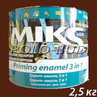 ГРУНТ-ЭМАЛЬ (3 в 1) шоколадно-коричневая «Miks»; 2,5 кг