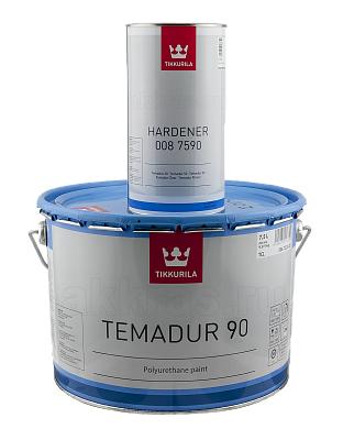 Эмаль полиуретановая высокоглянцевая TIKKURILA TEMADUR 90 TAL износостойкая+отвердитель(комплект)  9 л.