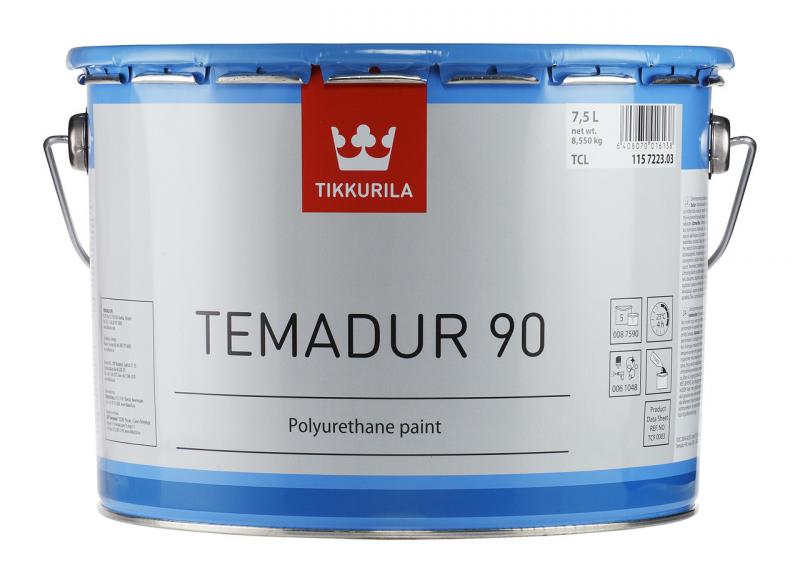 Эмаль полиуретановая металлик TIKKURILA TEMADUR 90 THL износостойкая+отвердитель(комплект) 0,9 л.
