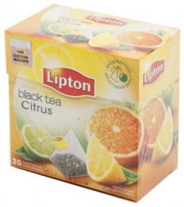 Чай Lipton ароматизированный пакетированный 36 г, Citrus, черный чай с цедрой цитрусовых