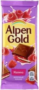 Шоколад Alpen Gold 85 г, «Малина», молочный шоколад