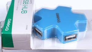 Концентратор USB Hub Omega OUH24S 4 порта, голубой