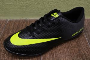Футбольные кроссовки(копы) Nike Mercurial чёрные с серым сороконожки на шнуровке для игры в фут