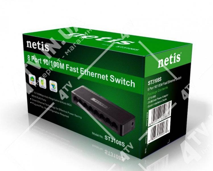 Фото Сетевое оборудование, Роутеры, USB Wi-Fi адаптеры, Сетевые коммутаторы (свитчи, панели) Коммутатор Netis ST3108S