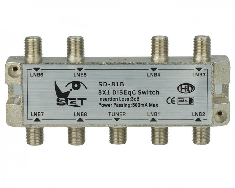 Фото Антенны и комплектующие, Переключатели DiSEqC DiSEqC 8х1 SET SD-81A внутр.