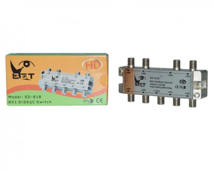 Фото Антенны и комплектующие, Переключатели DiSEqC DiSEqC 8х1 SET SD-81A внутр.