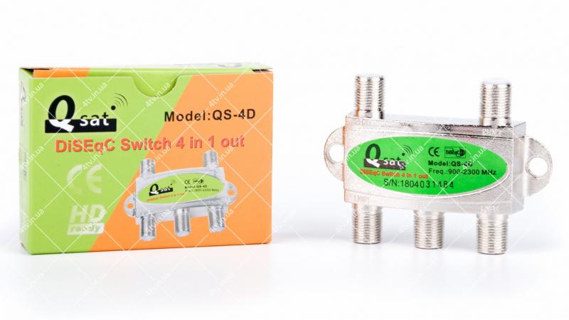Фото Антенны и комплектующие, Переключатели DiSEqC DiSEqC 4х1 Q-Sat QS-4D