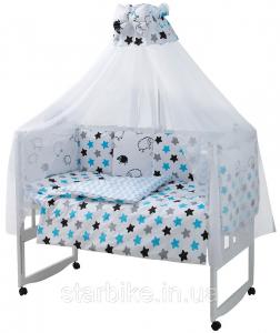Детская постель Babyroom Classic Bortiki-01 (8 элементов)  белый (барашки)