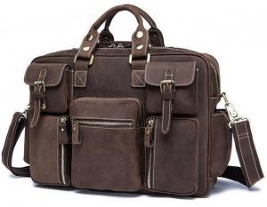 Дорожная кожаная сумка прочная тревел бег коричневая Tiding Bag 7028B