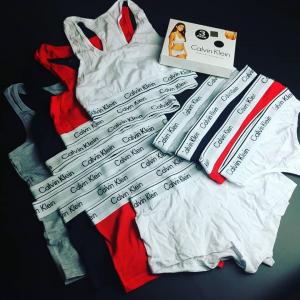 Набор женского комплекта тройка Calvin Klein  хлопок топ стринги шорты
