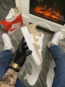 Женские кроссовки Nike Air Force 1 Low (Premium-class) бежевые 39