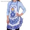 Фартук «Матрёшка», гжель, сувенирный, с воланом, без кармана