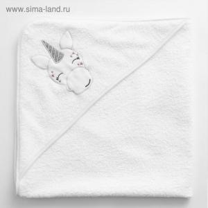 Полотенце-уголок махровый Крошка Я "Единорожек"  85*85 см, 340 г/м, 100% хлопок