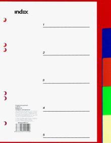 Разделитель пластиковый, по цв. 5 цв., ф. А5, INDEX, арт. IND111