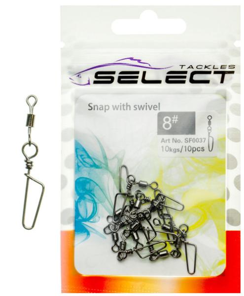 Фото Оснастка и монтаж, Вертлюги и застежки, Вертлюги Вертлюжок с застежкой Select SF0037 size 4, 10 шт.
