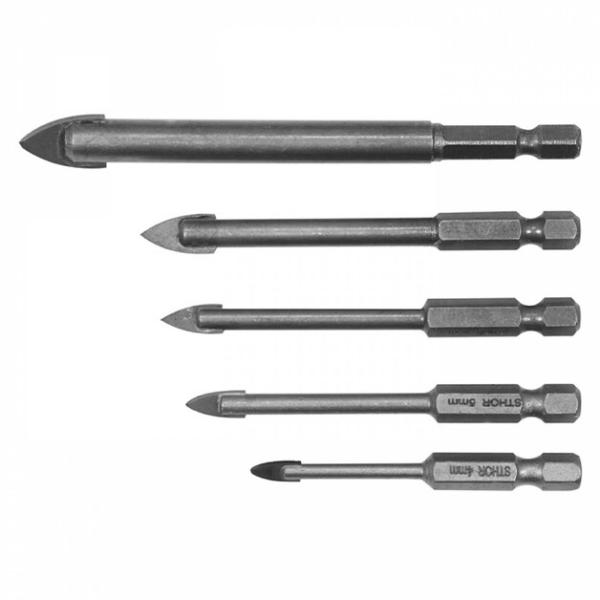 Набор сверл по стеклу и керамике STHOR 21709