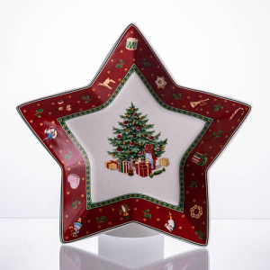 Сервірувальне новорічне блюдо для закусок Christmas 25,5 (см) з порцеляни HP-SDHK-19