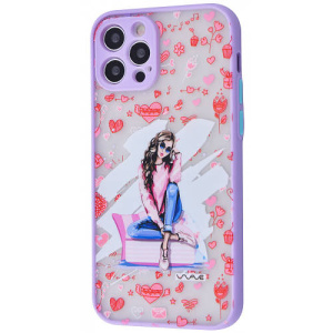Чохол для Apple Iphone 12 Pro Max фіолетовий з сердечками PE-90