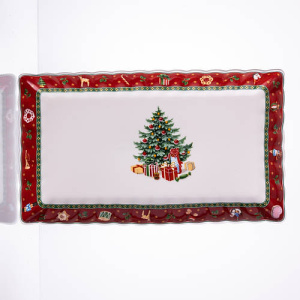 Сервірувальне новорічне блюдо для закусок Christmas 30,5×17,5×2,5 (см) прямокутне з порцеляни H