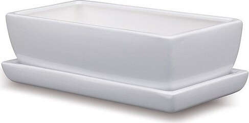 Zdjęcie Donice do domu, Skrzynki, łódki, podłużne doniczki ceramiczne Doniczka kaktusiarka prostokątna biała