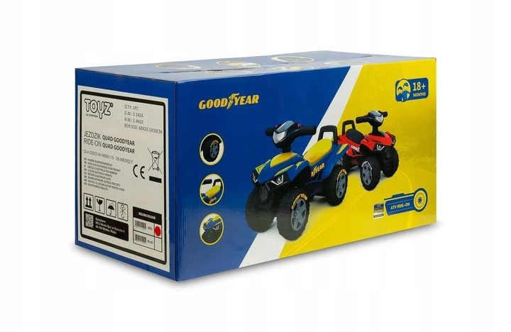 Zdjęcie Zabawki, Dla Niemowlaka JEŹDZIK QUAD GOODYEAR chodzik popychacz dźwięki klakson