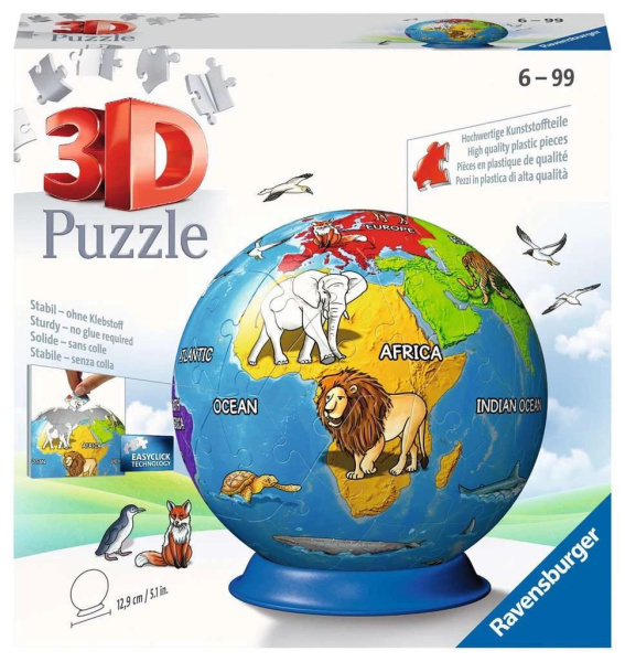 Zdjęcie Zabawki, Edukacyjne RAVENSBURGER Puzzle 3D Kula Dziecinny globus 72 el