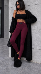 Legginsy LONG – bordowe - Legginsy i getry