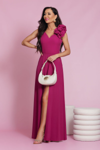 Suknia wieczorowa z kwiatem maxi ANABEL / Magenta