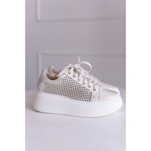 Sneakersy złote ażur Lea - Sneakersy