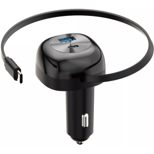 Автомобільний зарядний пристрій Proove Pulsar 65W (Type-C + USB) + Retractable Type-C Cable Black (CCPR65110001)