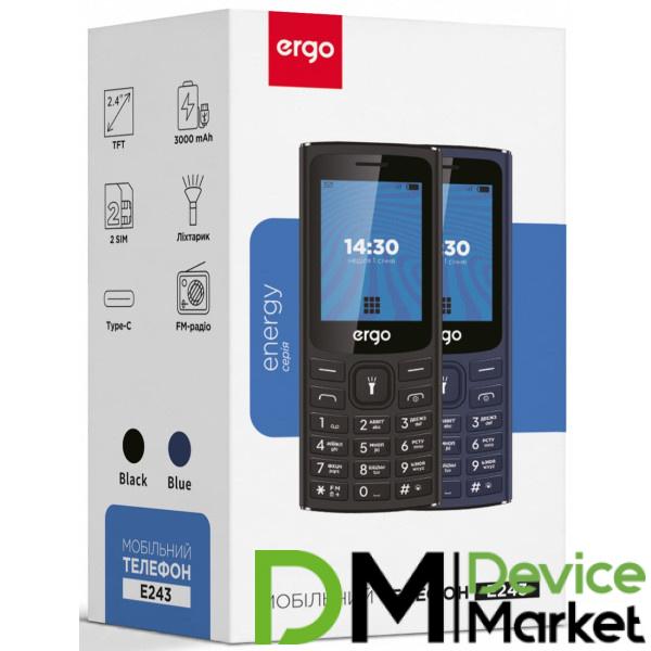 Фото Каталог, Смартфони та мобільні телефони, Мобільні телефони Телефон ERGO E243 Black