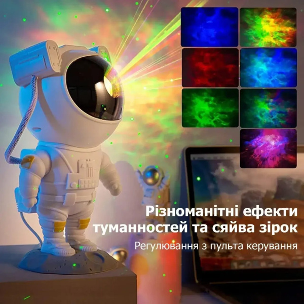 Фото Уценка УЦЕНКА! Ночник проектор звездного неба БОЛЬШОЙ Космонавт – лазерный светильник проектор астронавт с пультом (Плохая упаковка 3744)