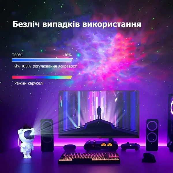 Фото Уценка УЦЕНКА! Ночник проектор звездного неба БОЛЬШОЙ Космонавт – лазерный светильник проектор астронавт с пультом (Плохая упаковка 3744)