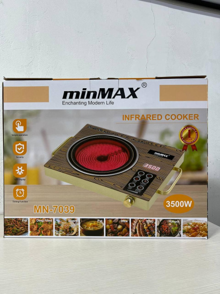 Фото Все для кухни Инфракрасная плита 3500Вт, minMAX MN-7039, Коричневая / Настольная электрическая плита / Электроплита на одну конфорку