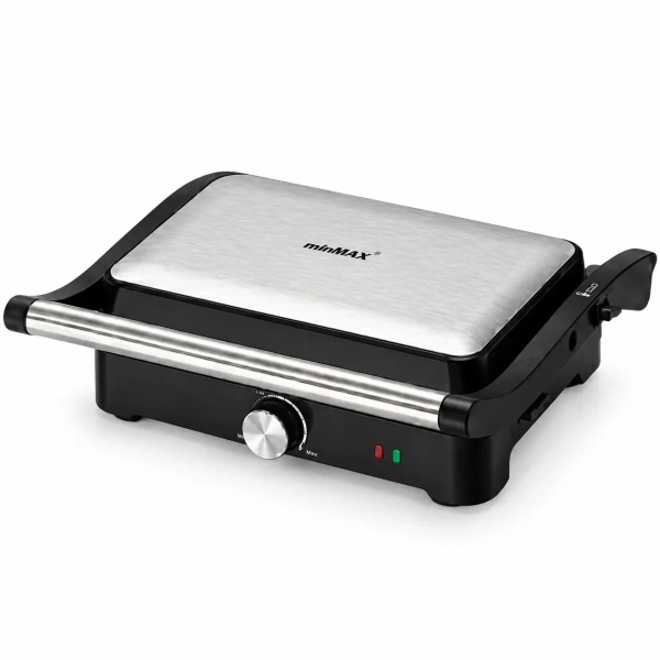 Фото Все для кухни Электрогриль 1500 Вт, minMAX MG-8820, Серебристый / Контактный гриль / Гриль с антипригарным покрытием / Гриль для шаурмы