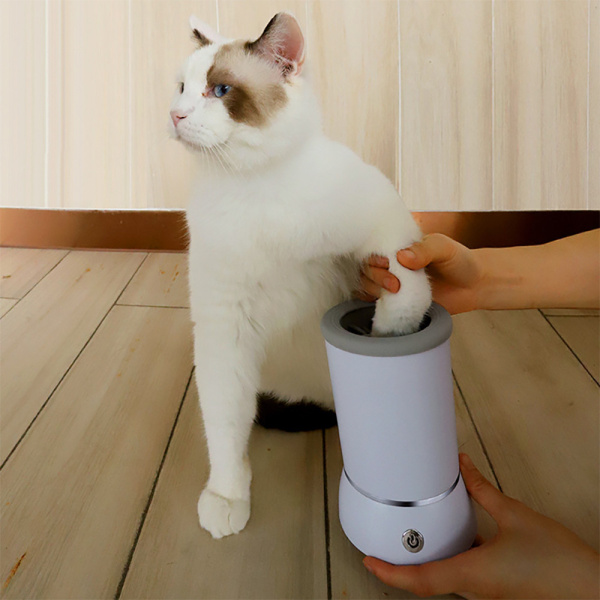 Фото Товары для животных Лапомойка автоматическая Pet Foot Wash, от USB, Белый / Лапомойка с силиконовыми щетинками / Мойка для лап собак