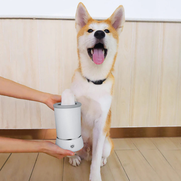 Фото Товары для животных Лапомойка автоматическая Pet Foot Wash, от USB, Белый / Лапомойка с силиконовыми щетинками / Мойка для лап собак