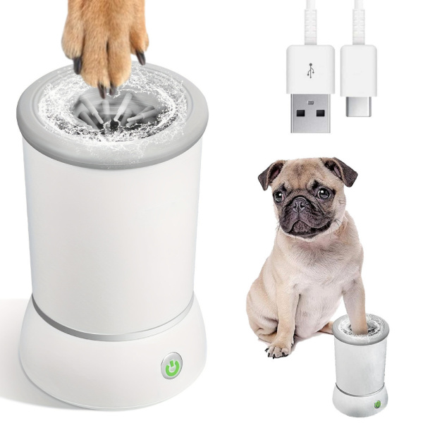 Фото Товары для животных Лапомойка автоматическая Pet Foot Wash, от USB, Белый / Лапомойка с силиконовыми щетинками / Мойка для лап собак