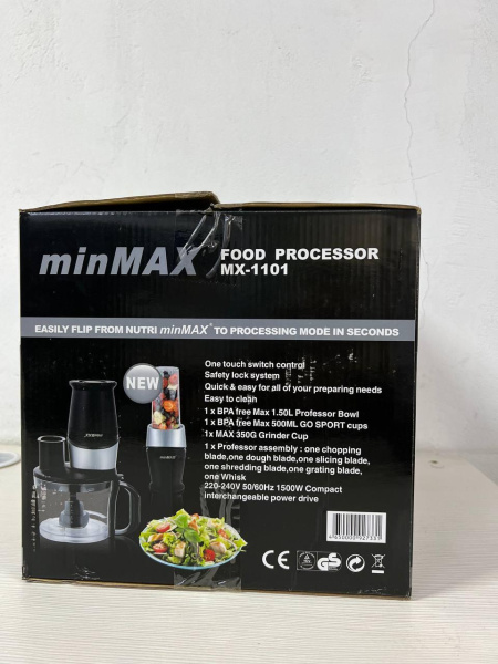 Фото Все для кухни Кухонный комбайн с насадками, 1500 Вт, minMAX MX-1101, Черный Блендер Смельчитель Кофемолка Слайсер Чоппер