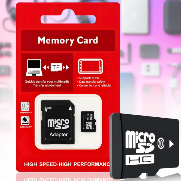 Фото Электроника Карта памяти MicroSD 16 GB Class 10 с SD-адаптером