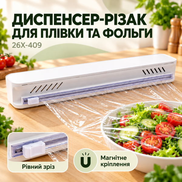 Фото Товары для дома и сада Кухонный диспенсер-резак 26X-409 для пищевой пленки и фольги с магнитным креплением