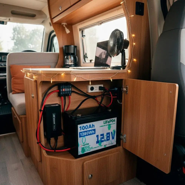 Фото Электроника Аккумулятор LiFePO4 12V 100Ah 1280Wh для солнечных панелей и ИБП, Черный / Литиевый аккумулятор / Батарея LiFePO4 12 вольт 100А