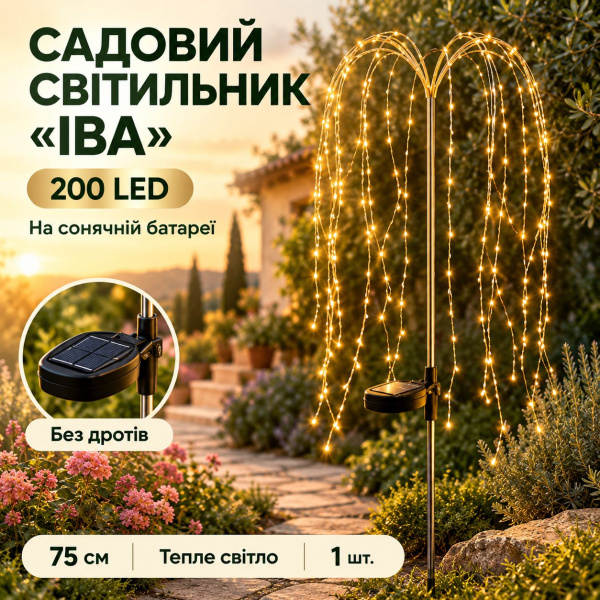Фото Фонари, прожекторы, светильники Садовый фонарь на солнечной батарее Плакучая Ива / Уличный светильник на солнечной батарее теплый белый / LED фонарь Ива 2 шт