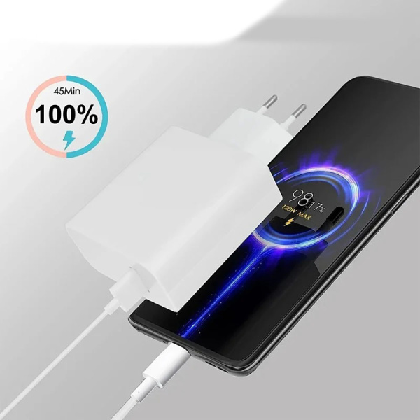 Фото Электроника Сетевое зарядное устройство с кабелем (1м) USB-TYPE C, 67W, Белый D6000 / Адаптер с быстрой зарядкой / Зарядка для телефона