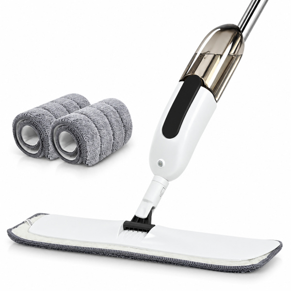 Фото Товары для дома и сада Швабра для пола с функцией распыления воды Spray Mop для сухой и влажной уборки, белая