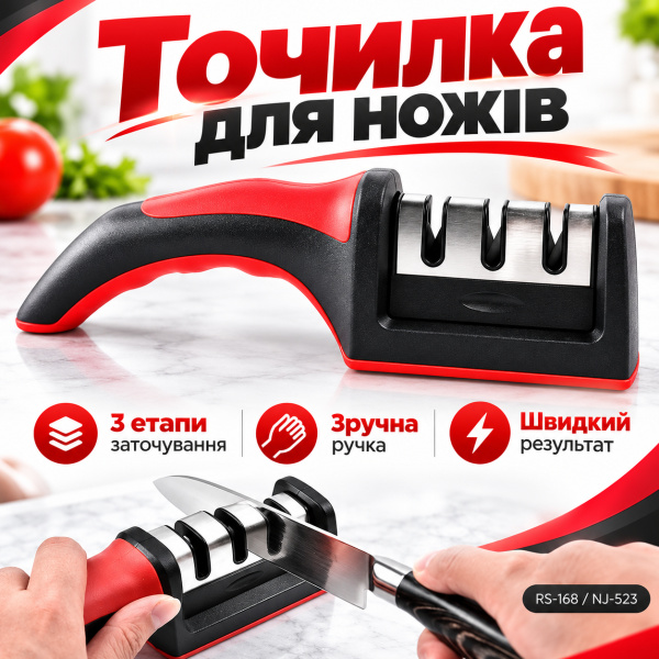 Фото Все для кухни Точилка для ножей Sharpener RS-168 NJ-523, Черный / Кухонная механическая точилка / Ножеточка
